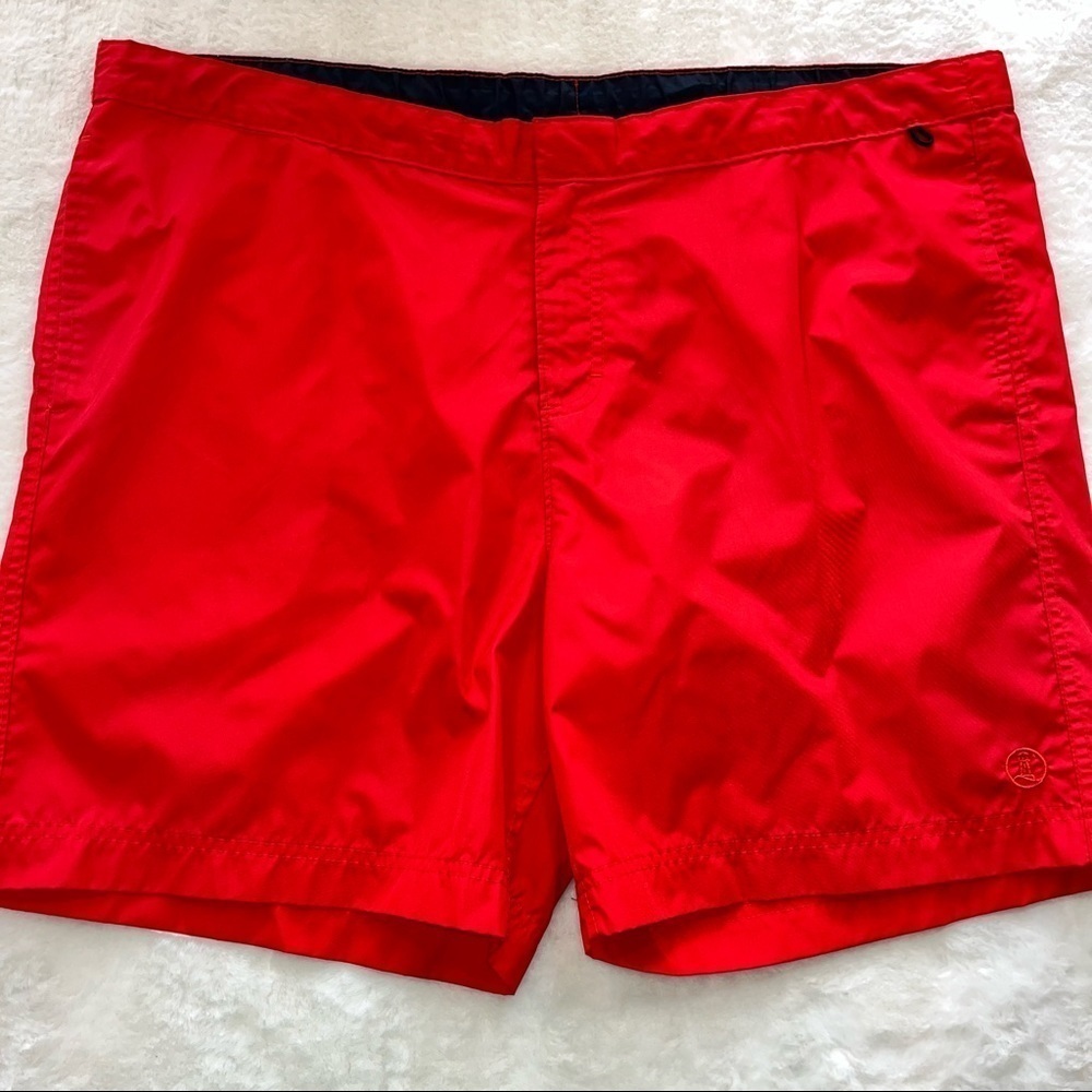 Lands’ End Men’s Nylon Swin Trunks Sz 42 Red Fully Lined Drawstring 3 Pockets - Picture 3 of 11